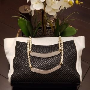 Tory Burch Black & White Fleming Shoulder Bag